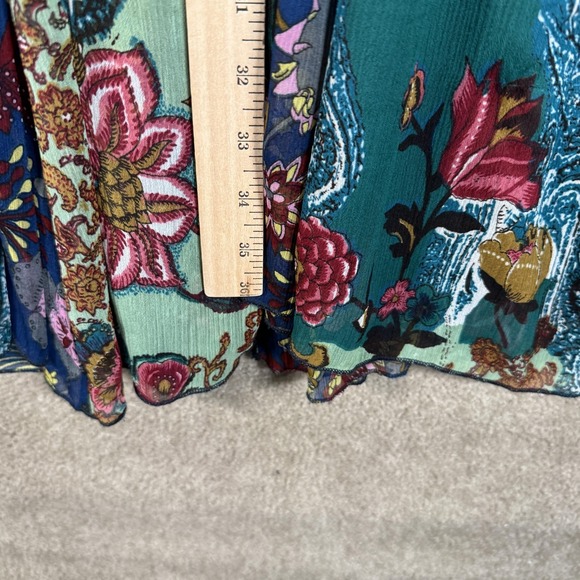 Vtg J. Peterman Skirt Womens 14 Green Floral Boho Paisley Pleated Midi Peasant - Picture 4 of 8